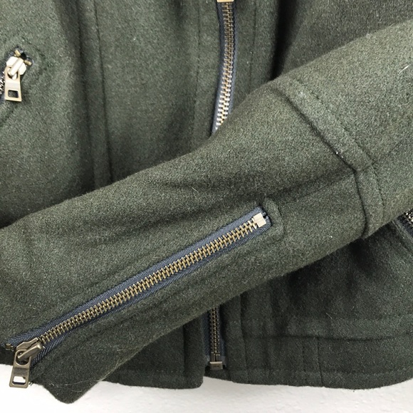 American Eagle Wool Faux Fur Trim Moto Jacket Coat - Picture 6 of 8